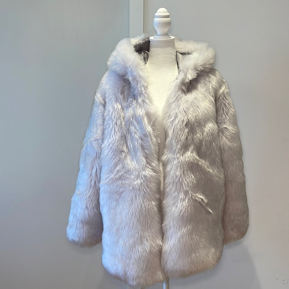 Faux fur long coat jacket